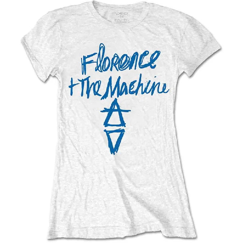 FLORENCE & THE MACHINE Attractive T-Shirt, Hand Drawn Logo-- Mesh Blend Leather Blend Suede Blend FLORENCE & THE MACHINE Attractive T-Shirt, Hand Drawn Logo-- Mesh Blend Leather Blend Suede Blend