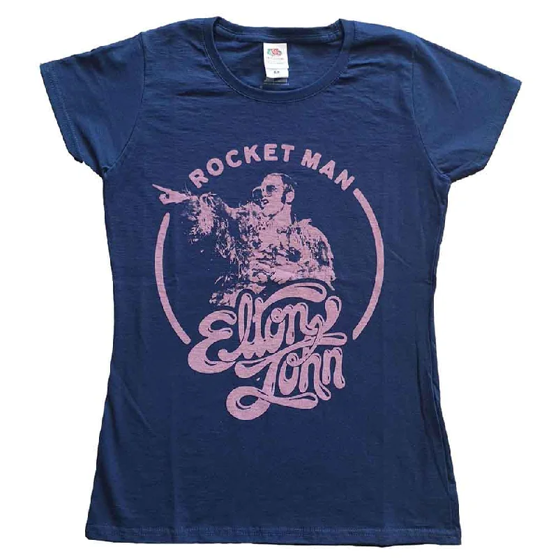 ELTON JOHN Attractive T-Shirt, Rocketman Circle Point-- Zippered Front Buttoned Front Snap Front ELTON JOHN Attractive T-Shirt, Rocketman Circle Point-- Zippered Front Buttoned Front Snap Front