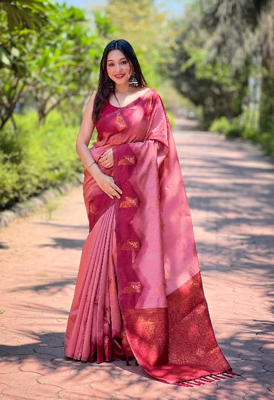 Sonakshi Women's Peach Banarasi Silk Zari Woven Traditional Saree with Blouse Soft Modal Blouse Sonakshi Women's Peach Banarasi Silk Zari Woven Traditional Saree with Blouse Soft Modal Blouse