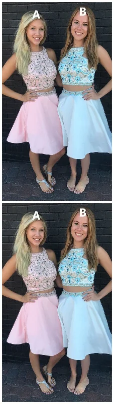 Elegant Pink/Blue Two Piece Party Dress, Beaded Short Homecoming Dress cg9351 Tunics Brand named Elegant Pink/Blue Two Piece Party Dress, Beaded Short Homecoming Dress cg9351 Tunics Brand named