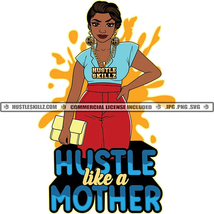 Hustle Like African American Woman Blue Top Red Pants Vector Clutch Bag Gold Chain and Splash Lola SVG PNG JPG Vector Cut Cutting Files Comfortable Jogger Trousers Hustle Like African American Woman Blue Top Red Pants Vector Clutch Bag Gold Chain and Splash Lola SVG PNG JPG Vector Cut Cutting Files Comfortable Jogger Trousers