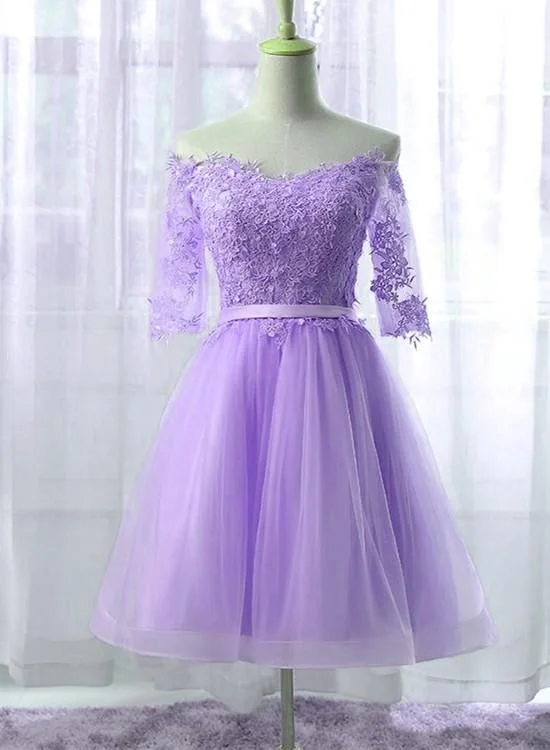 Beautiful Light Purple Tulle Short Sleeves Party Dresses 2020, Knee Length Homecoming Dress cg9067 Tunics New arrival Beautiful Light Purple Tulle Short Sleeves Party Dresses 2020, Knee Length Homecoming Dress cg9067 Tunics New arrival