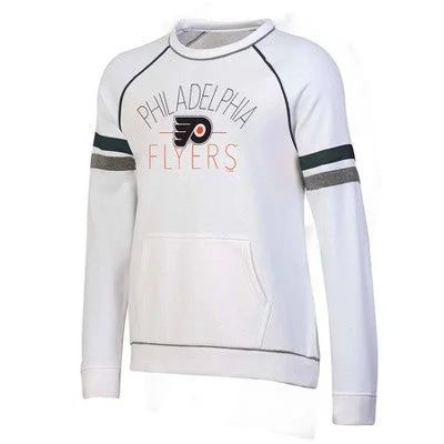 New - NHL Philadelphia Flyers Women's White Long Sleeve Fleece Crew Sweatshirt - M Hoodie with Ribbed Hem Stretchable Secure New - NHL Philadelphia Flyers Women's White Long Sleeve Fleece Crew Sweatshirt - M Hoodie with Ribbed Hem Stretchable Secure