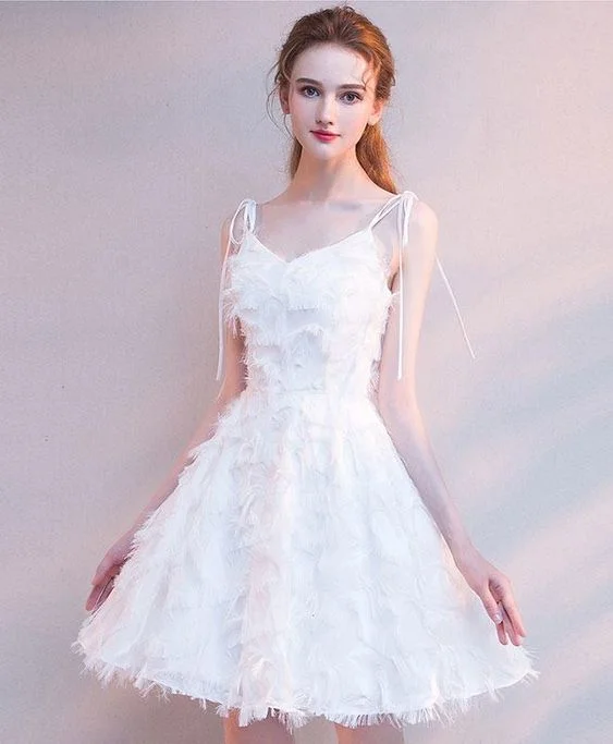 White V Neck Short Party Dress, White Homecoming Dress cg8865 Tunics Timeless classic White V Neck Short Party Dress, White Homecoming Dress cg8865 Tunics Timeless classic