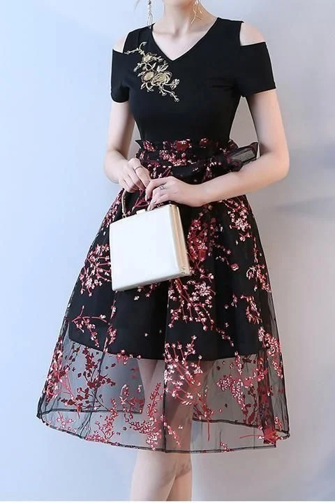 New Arrival V Neck Black Short Sleeves Homecoming Dress Party Dresses cg8823 Tunics Stylish elegant New Arrival V Neck Black Short Sleeves Homecoming Dress Party Dresses cg8823 Tunics Stylish elegant