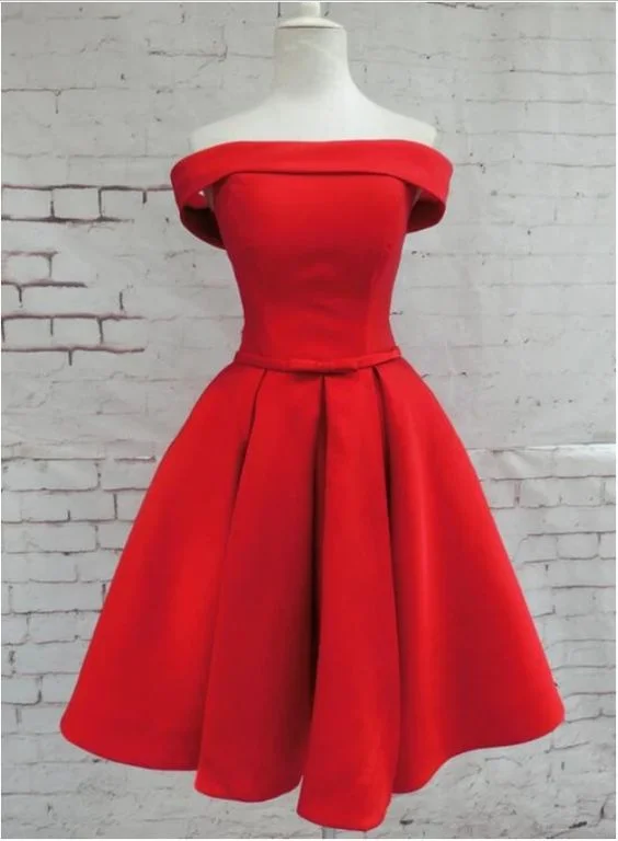 Beautiful Red Satin Short Party Dress, Red Off Shoulder Homecoming Dress cg8386 Bodycon Fitted Nightout Beautiful Red Satin Short Party Dress, Red Off Shoulder Homecoming Dress cg8386 Bodycon Fitted Nightout