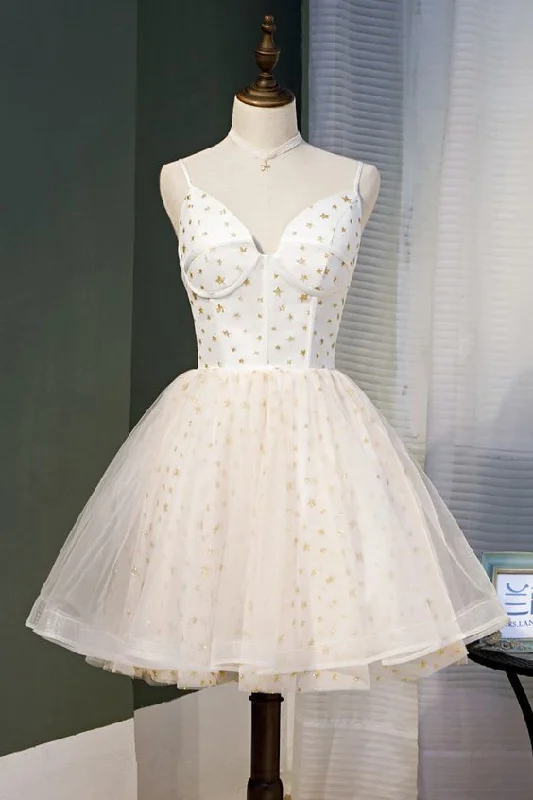 Cute Ivory Straps Sweetheart Lace-up Party Dress Homecoming Dresses a line short dress cg9198 Tunics Custom made Cute Ivory Straps Sweetheart Lace-up Party Dress Homecoming Dresses a line short dress cg9198 Tunics Custom made