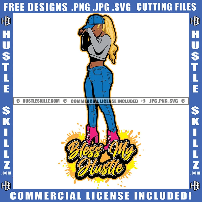 Bless My Hustle Quote Color Vector African American Sexy Woman Standing Design Element Nubian Woman Wearing Hat On Head Jinesh Pant Top Hustler Hustling SVG JPG PNG Vector Clipart Cricut Cutting Files Modern Skinny Pants Bless My Hustle Quote Color Vector African American Sexy Woman Standing Design Element Nubian Woman Wearing Hat On Head Jinesh Pant Top Hustler Hustling SVG JPG PNG Vector Clipart Cricut Cutting Files Modern Skinny Pants