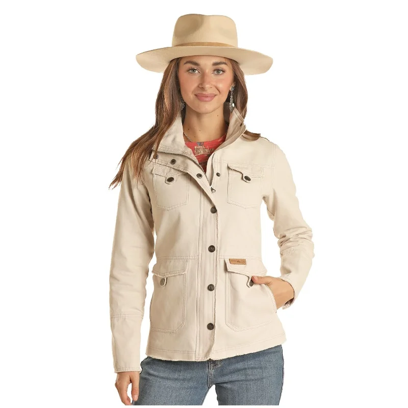 Powder River Outfitters Ladies Cotton Canvas Natural Jacket DW92C01849 Jersey Jacket Tulle Jacket Batik Jacket