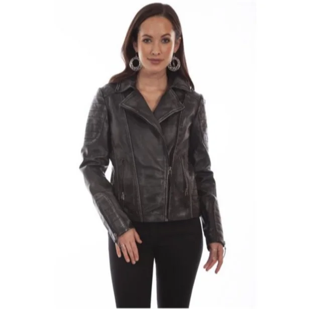 Scully® Ladies Black Sanded Leather Jacket L87-196 Front Pockets Side Pockets Patch Pockets Scully® Ladies Black Sanded Leather Jacket L87-196 Front Pockets Side Pockets Patch Pockets
