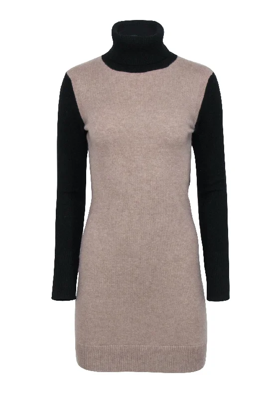 Aqua Cashmere - Beige & Black Two Tone Cashmere Sweater Dress Sz S Anti-Pilling Anti-Shrink Durable Aqua Cashmere - Beige & Black Two Tone Cashmere Sweater Dress Sz S Anti-Pilling Anti-Shrink Durable
