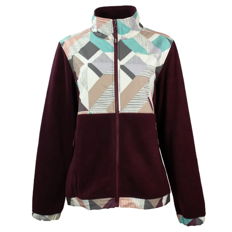 Hooey® Ladies Geometric Burgundy Fleece Tech Jacket HJ101BUPR Print Jacket Jacquard Jacket Embroidered Jacket Hooey® Ladies Geometric Burgundy Fleece Tech Jacket HJ101BUPR Print Jacket Jacquard Jacket Embroidered Jacket