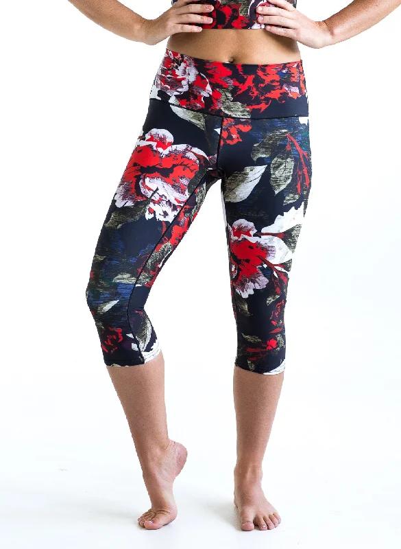 Black Floral Capris