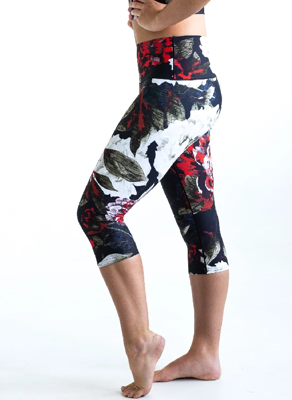 Black Floral Capris