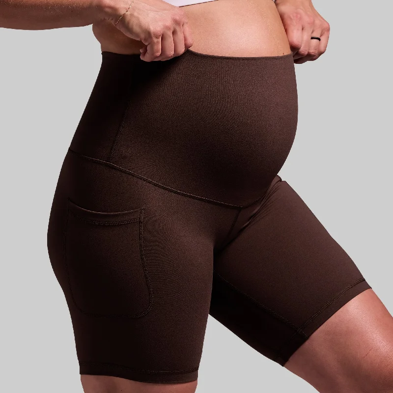 Maternity Biker Short (Dark Brown)