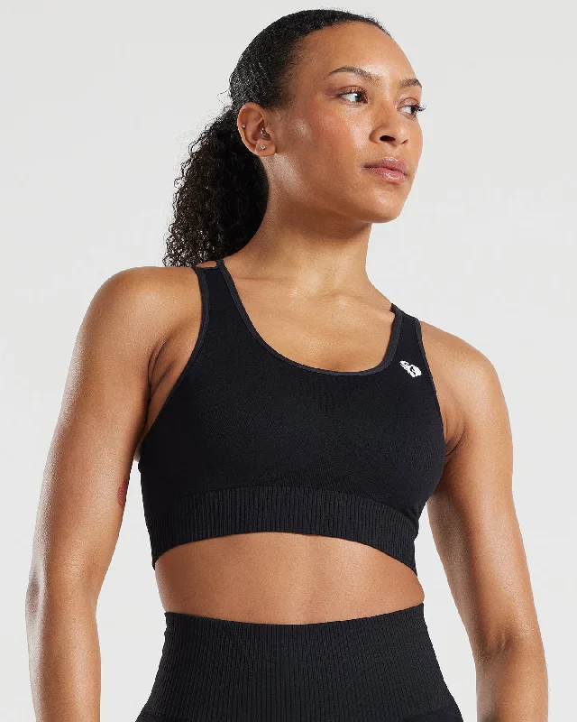 Power Seamless Sports Bra | Black