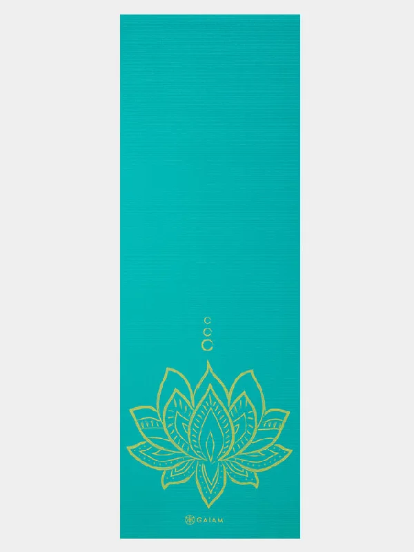 Gaiam Turquoise Premium Reversible Lotus Yoga Mat 6mm