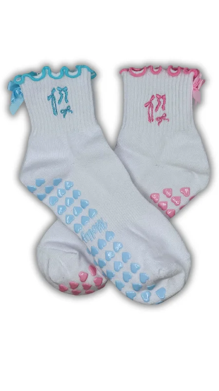 2 PACK: Pink & light blue coquette grip sock