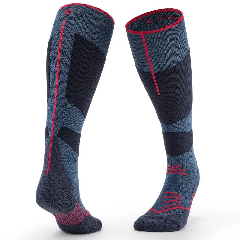 ADULT SKI SOCKS - 500 - NAVY BLUE RED