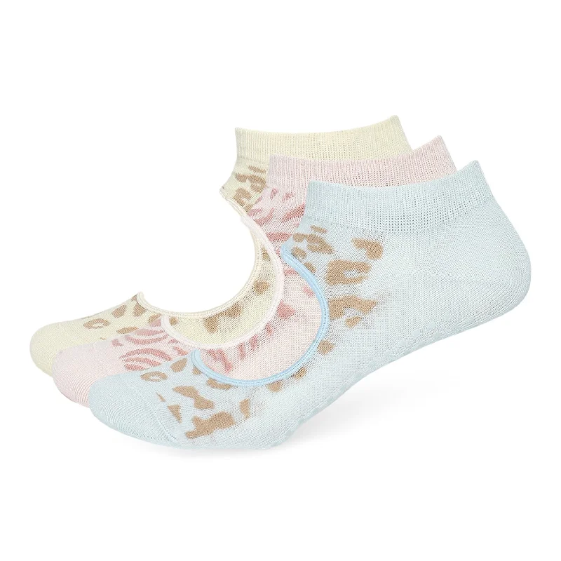 Balenzia Women Combed Cotton Anti-Skid Yoga Socks- (Pack of 3 Pair/1U) (Pink, Beige, Blue) Free Size