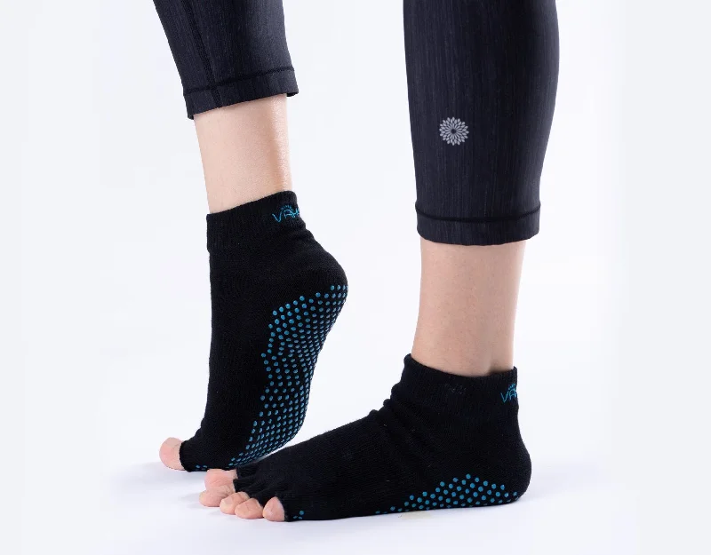 Vaken Grip Socks Half Toe Black - 1 Pair/Pack