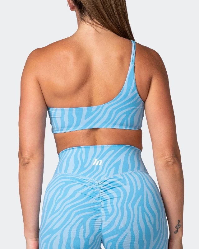 Movement One Shoulder Bralette - Alaska Zebra Print