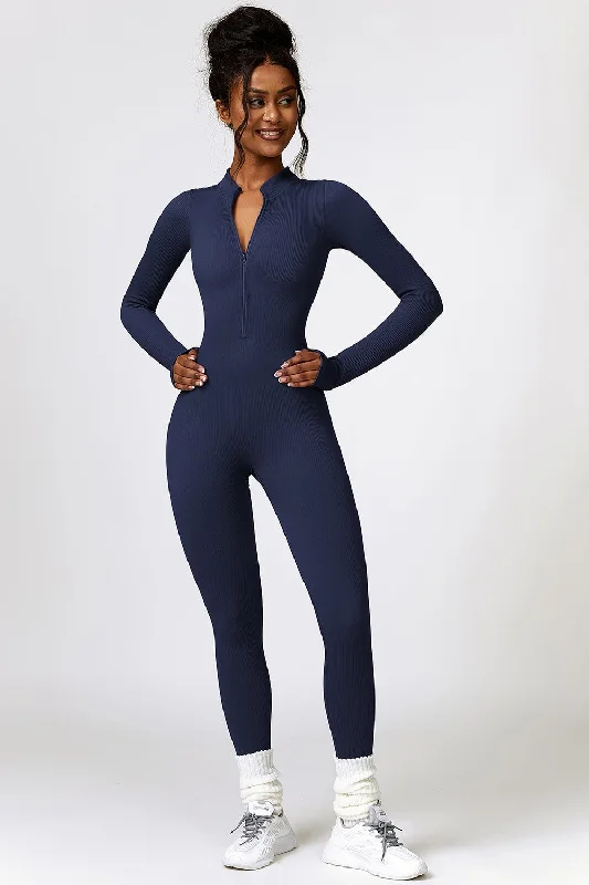 Half Zip Long Sleeve Yoga Active Jumpsuit