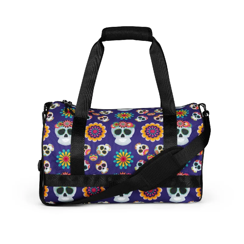 Mexican Skulls Floral Gym Bag