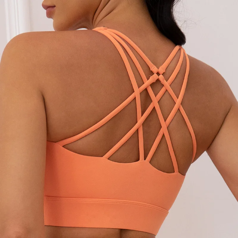 Naked square collar yoga vest female cross beautiful back underwear fitness sports bra 9 colors