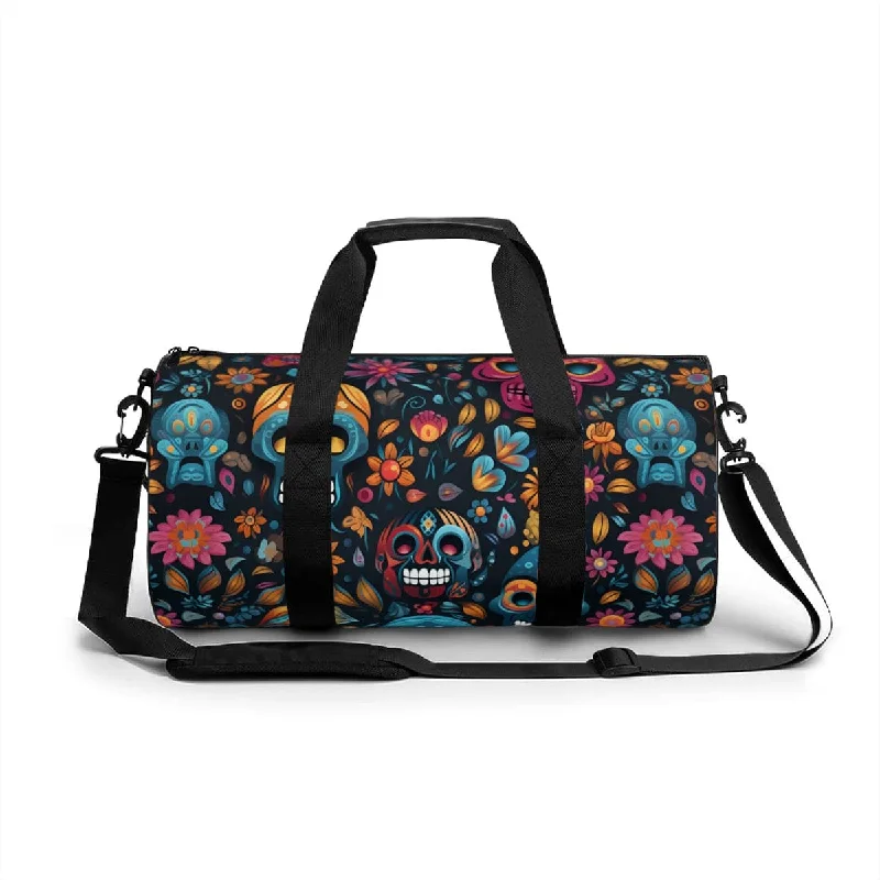 Sugar Skulls Floral Canvas Large Sports Bag