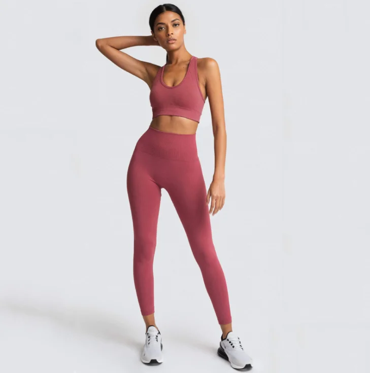 Workout Clothes Seamless Sports Bra Yoga Leggings 2 Piece Set